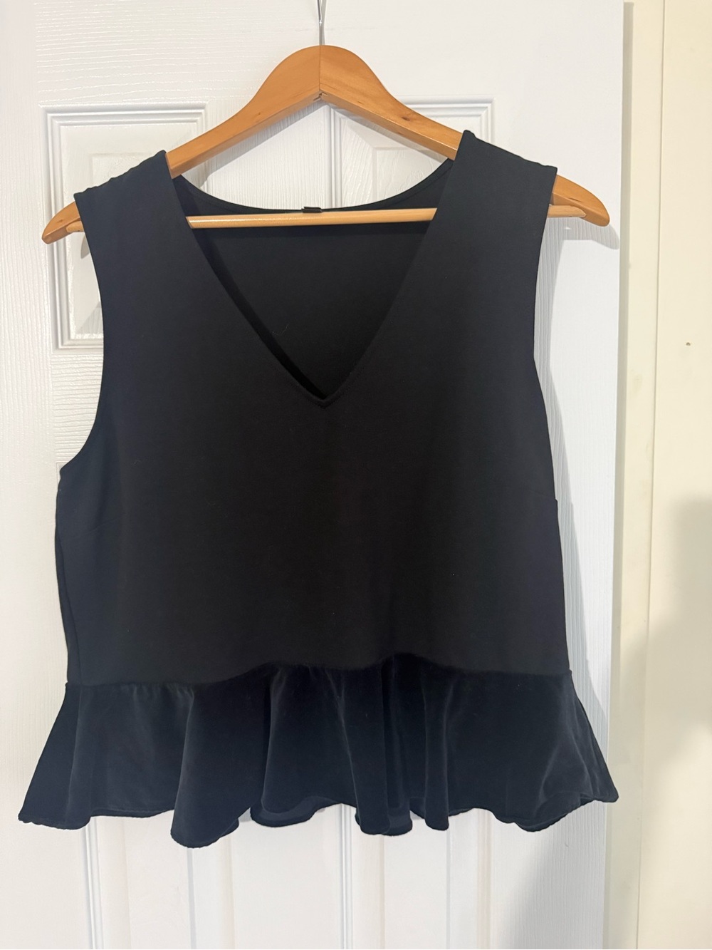 J. Crew Black V-Neck peplum top